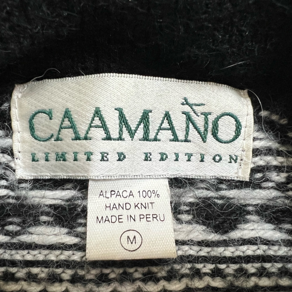 Caamano Alpaca Wool Hand Knit Zip Up Cardigan Sweater M - Picture 2 of 5